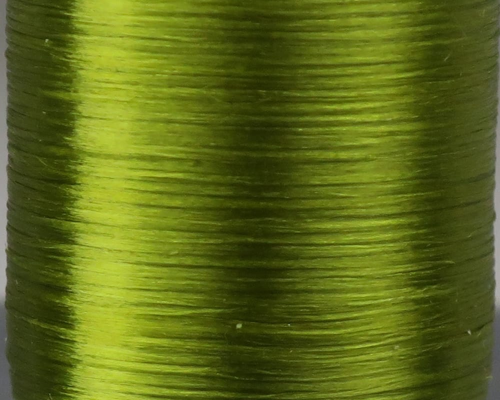 Chartreuse flat waxed thread spool Danville 210 denier, glossy tightly wound fly tying thread