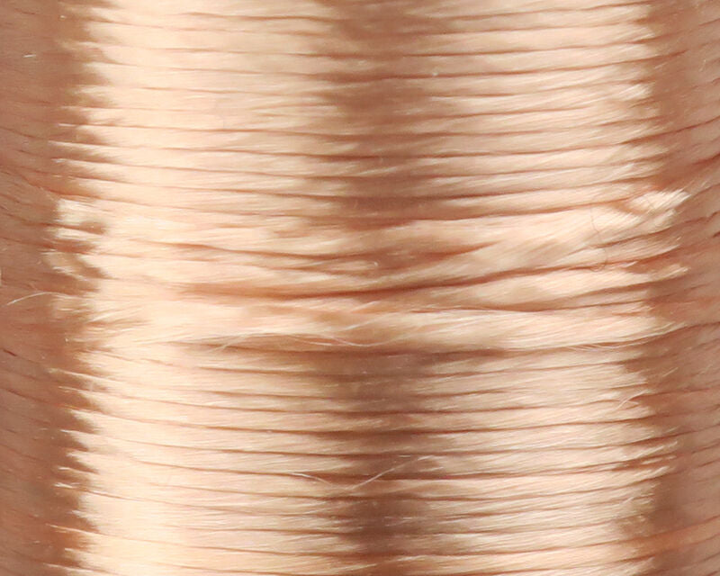 Pearl peach Danville acetate floss, glossy smooth synthetic filament strands for fly tying