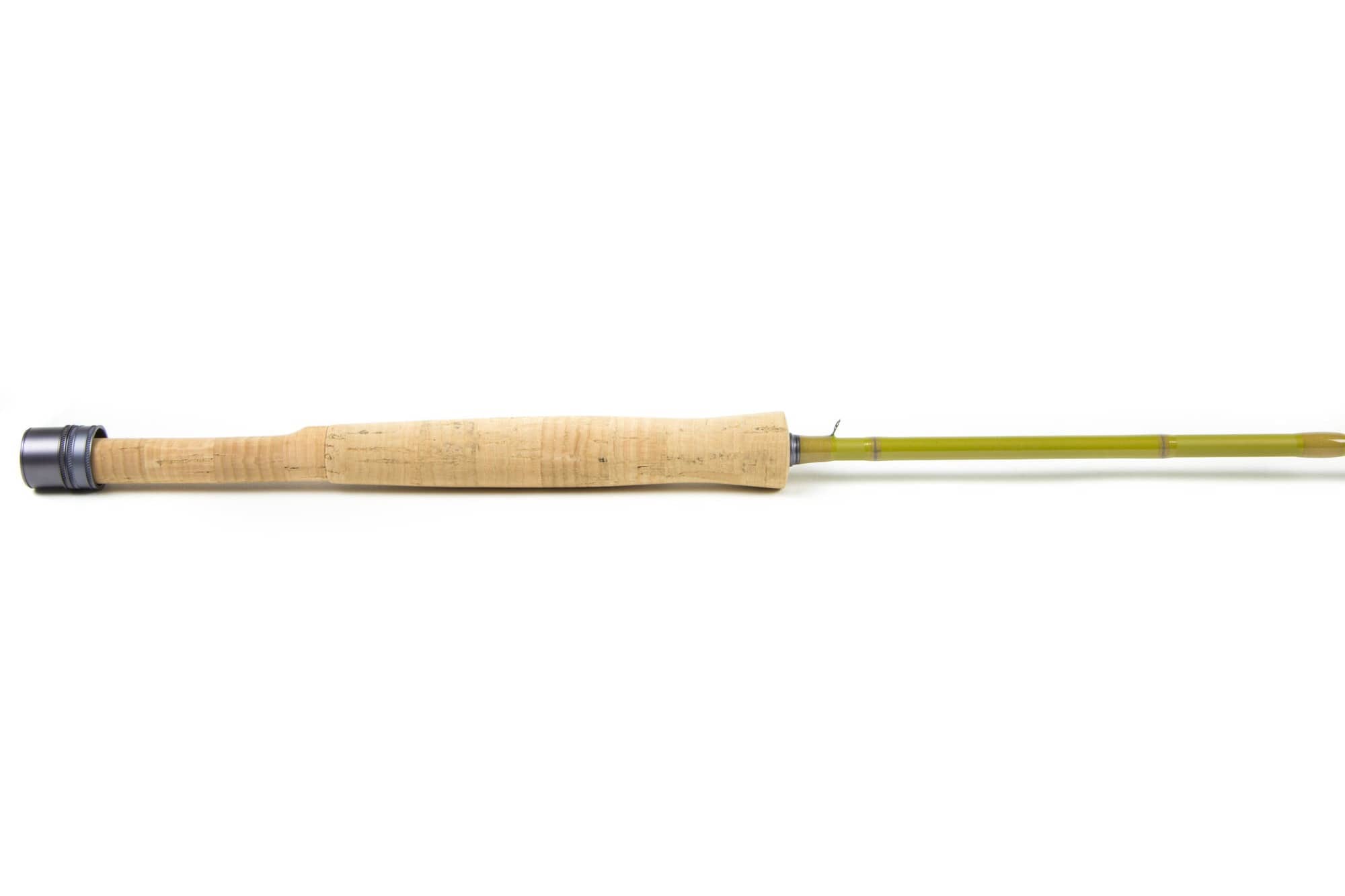 Douglas Upstream fly rod with natural cork grip, olive-green blank and anodized aluminum reel seat