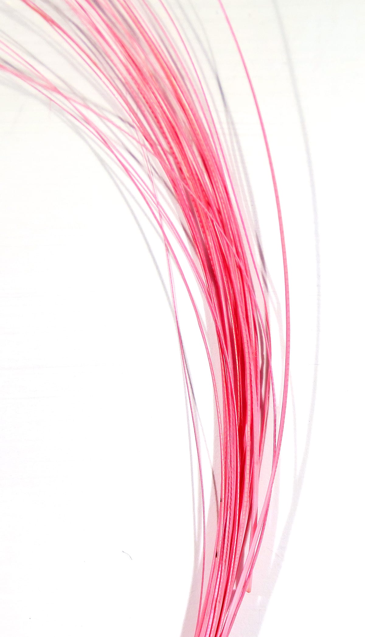 Bright pink Ds Flyes quill body: long translucent tapered quill strands, glossy synthetic fibers for fly tying
