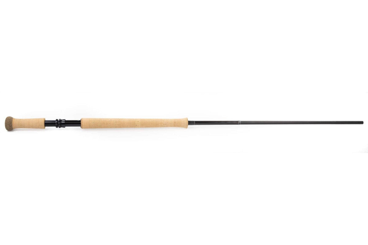 Echo Compact spey rod with light cork handle and black graphite blank, compact fly fishing rod with palm grip