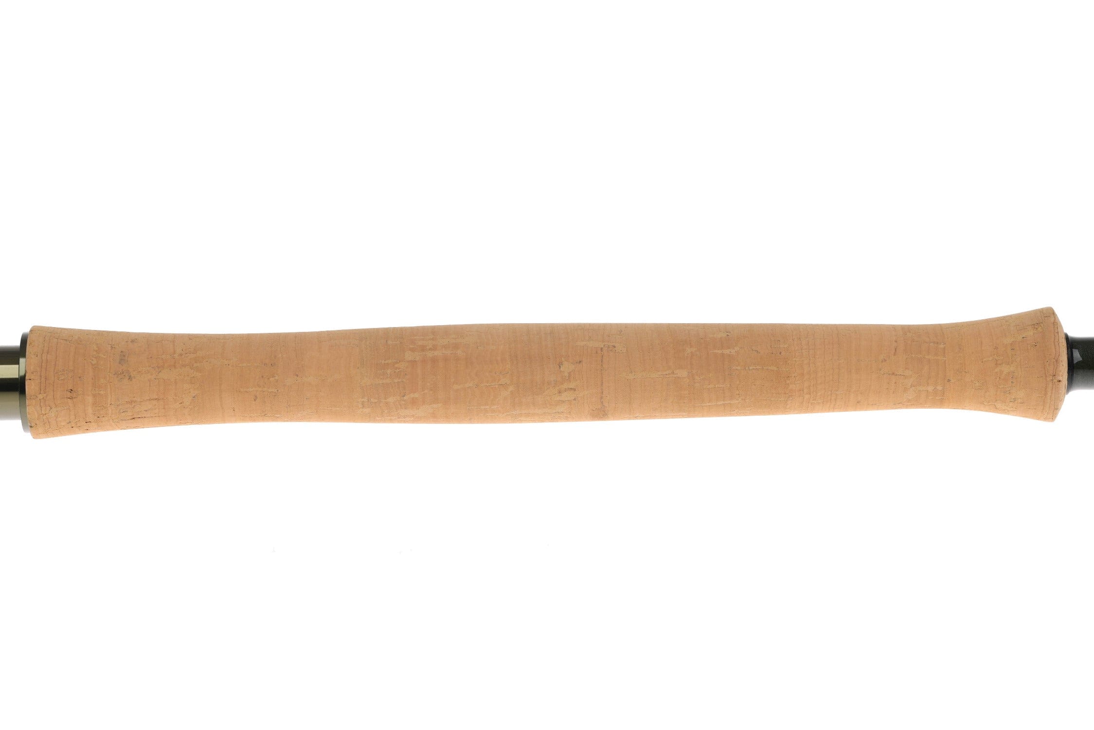 Echo fiberglass spey rod cork handle with tan cork grip and black metal reel seat