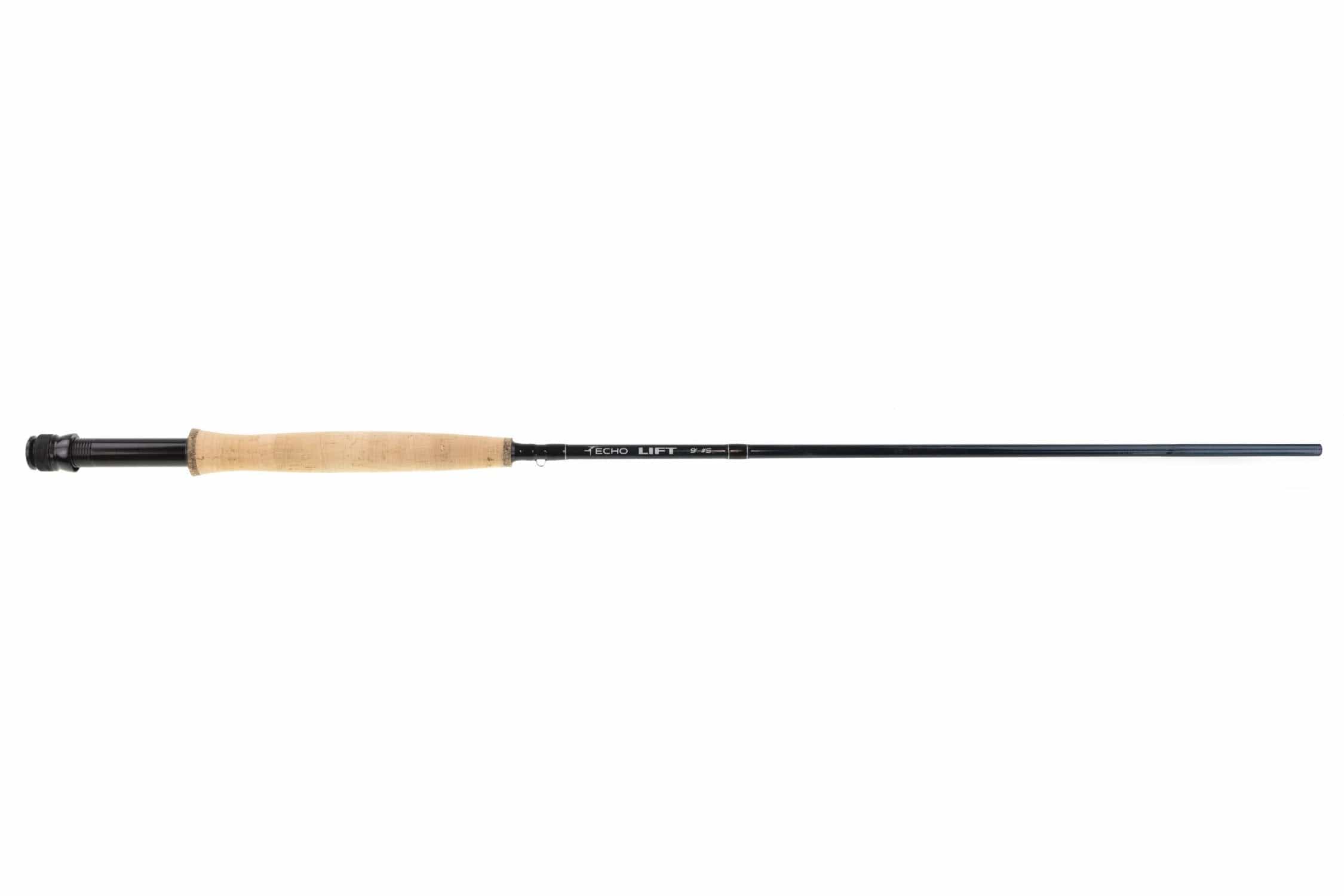 Echo Lift fly rod with natural cork handle and black graphite blank, sleek 9' single-handed fishing rod