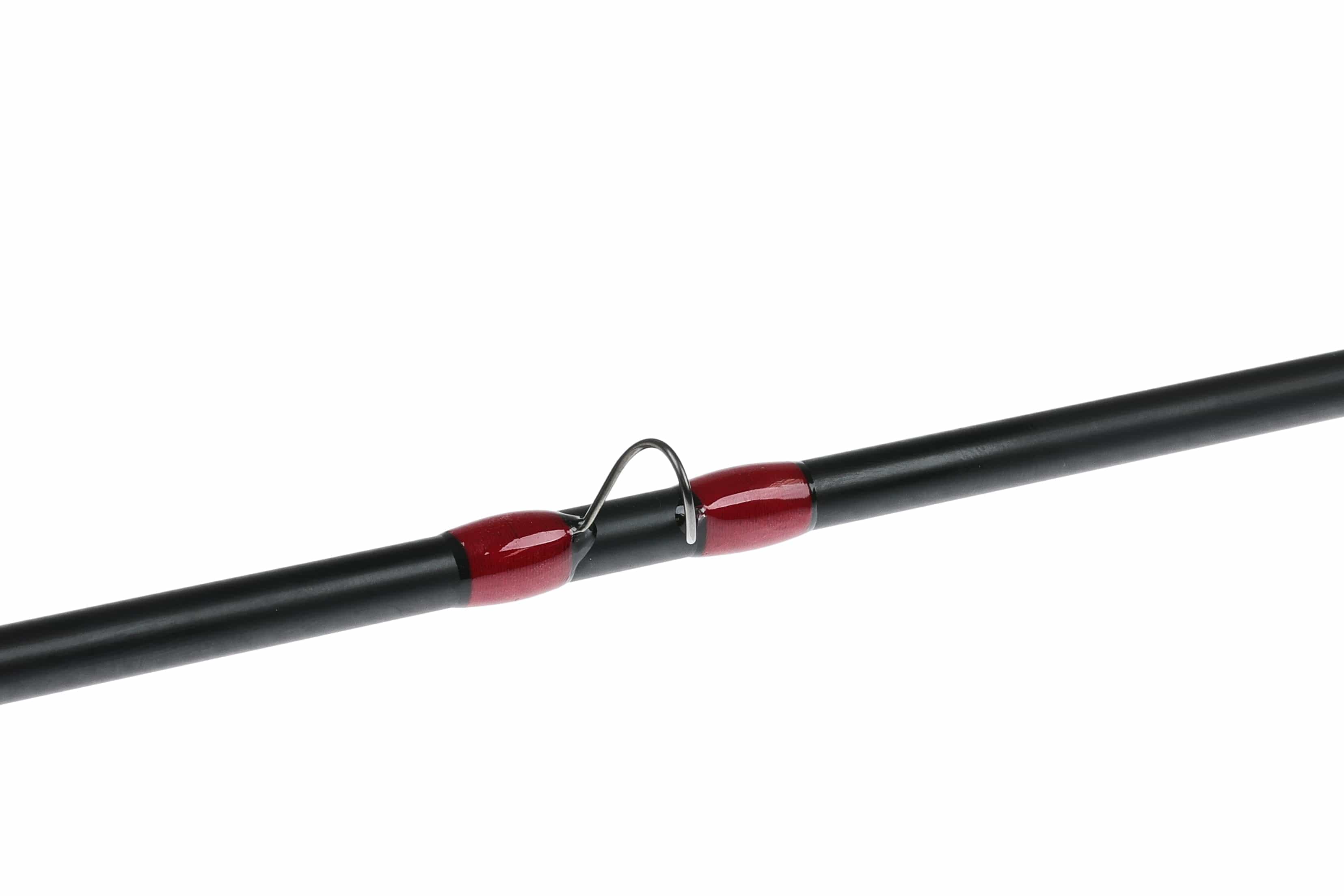 Echo Overcast fly rod black blank with glossy red thread wraps and silver guide ring