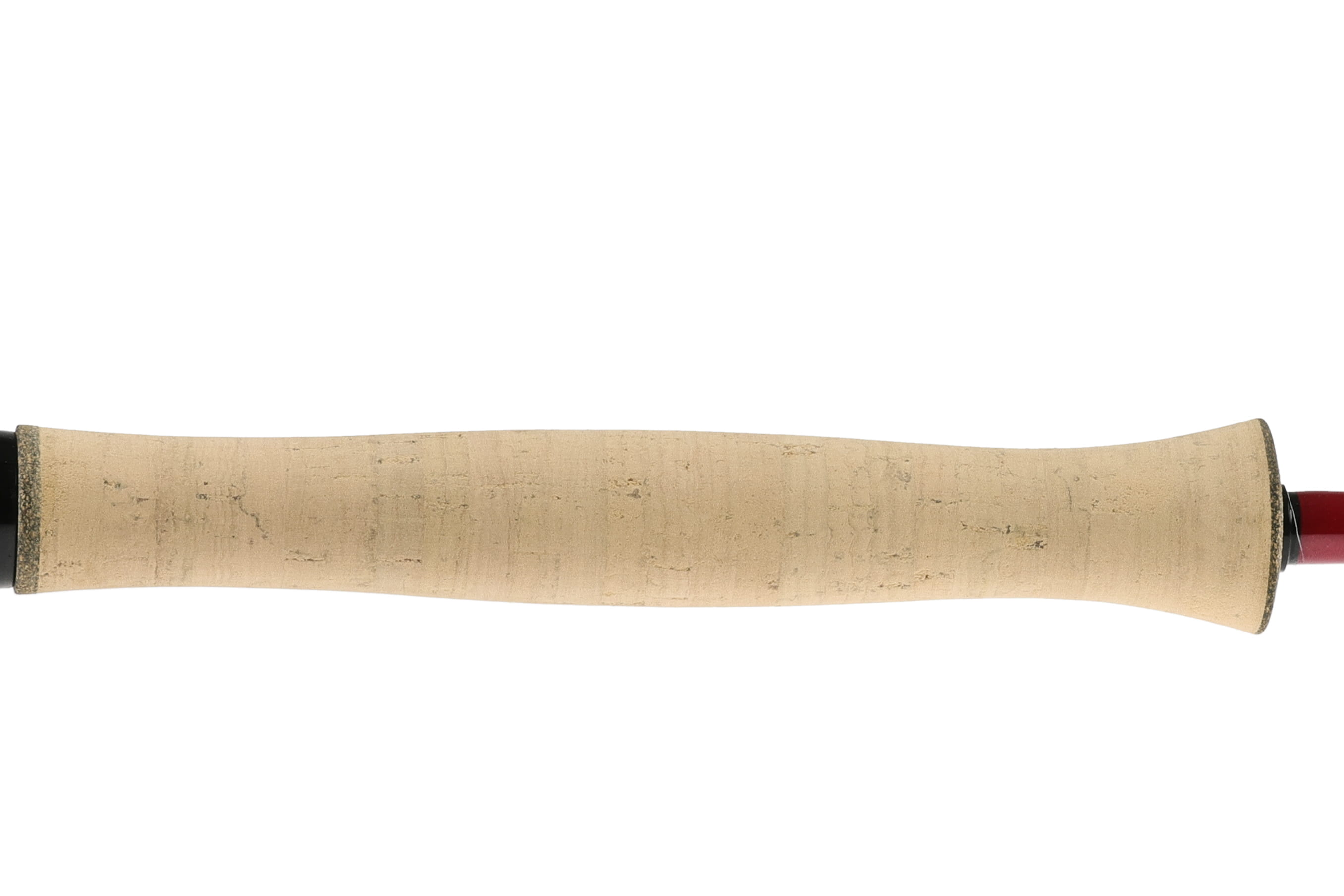 Echo Overcast fly rod cork handle in natural tan with black reel seat and red blank accent