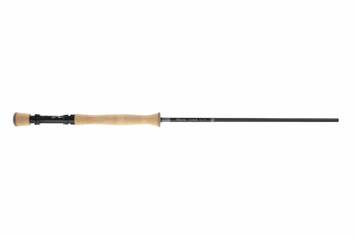 Echo Prime fly rod with natural cork full-wells handle, black graphite blank and black reel seat