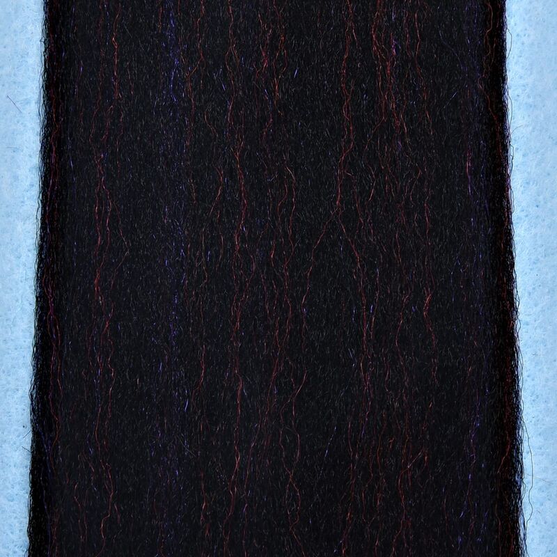 Black Enrico Puglisi 3D fibers with fine red and blue iridescent strands for fly tying