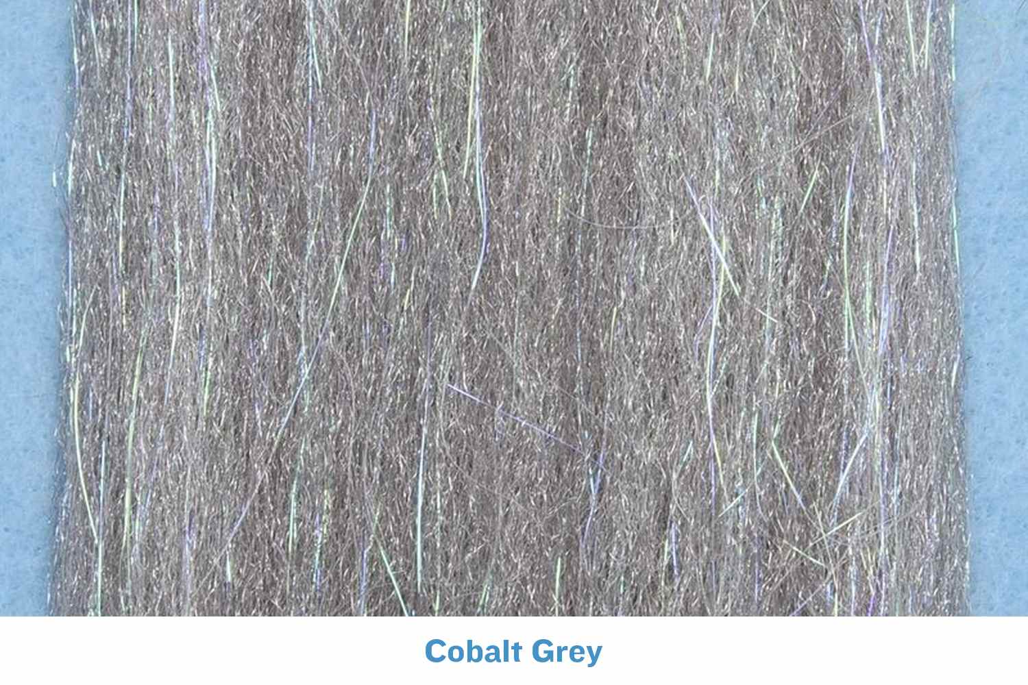 Cobalt grey synthetic 3D Sculpt-A-Fly fibers with fine hair-like texture and iridescent flash for fly tying