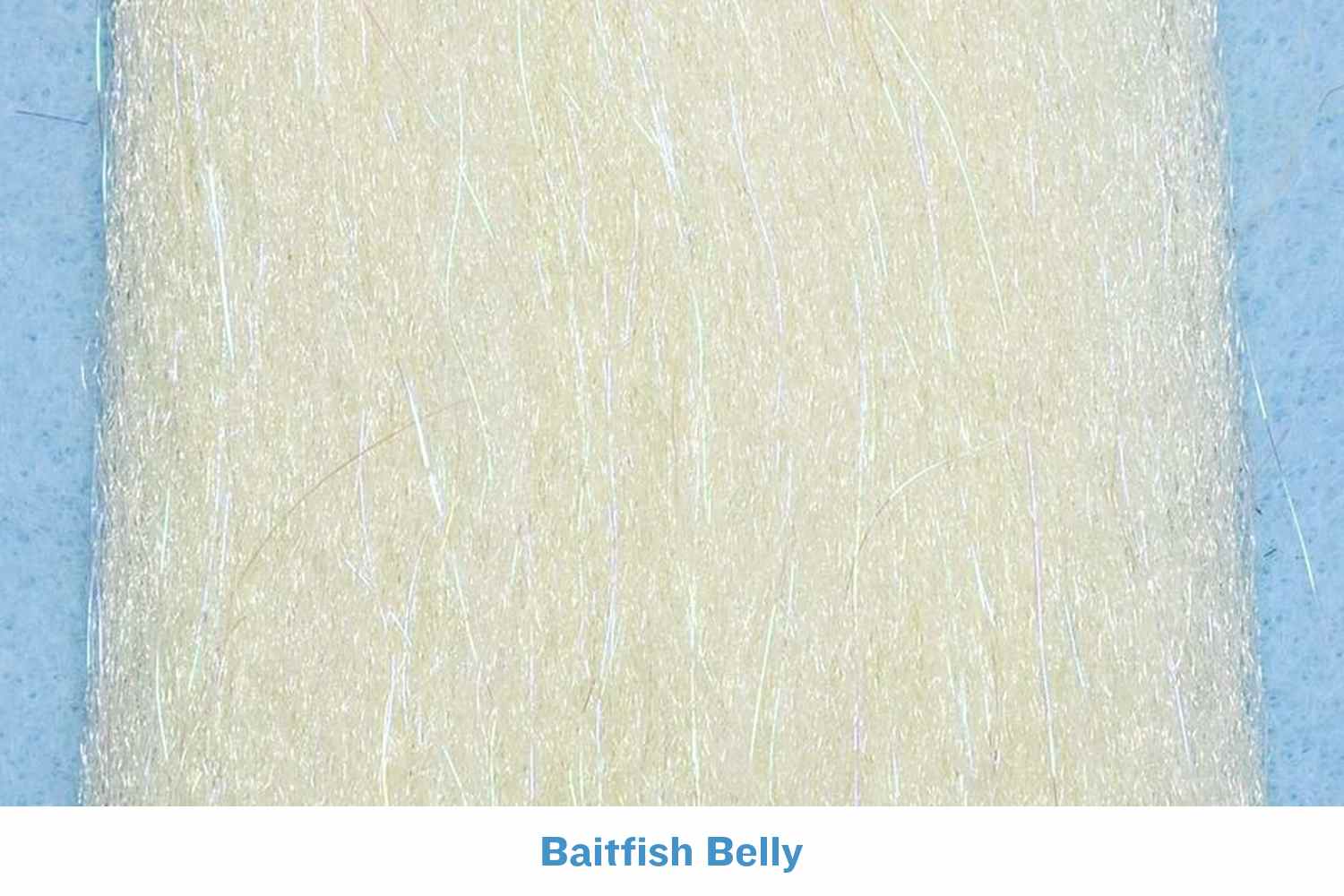 Cream Baitfish Belly synthetic fly tying fibers with subtle iridescent strands, soft 3D sculpting material