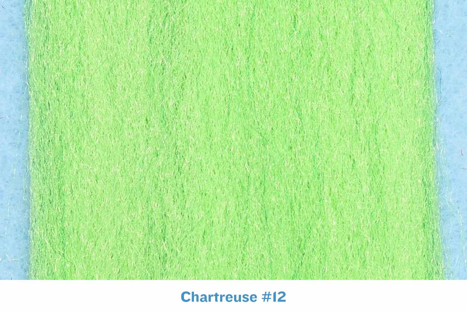 Chartreuse 3D silky fibers swatch for fly tying, soft shiny synthetic strands by Enrico Puglisi