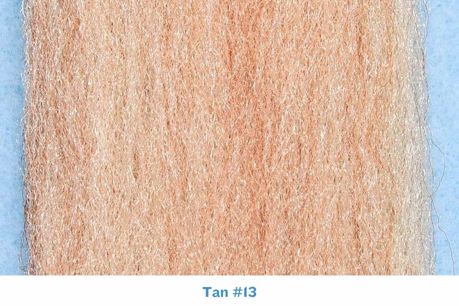 Tan Enrico Puglisi 3D silky fibers, peach-tan shimmering synthetic strands, wispy texture for fly tying