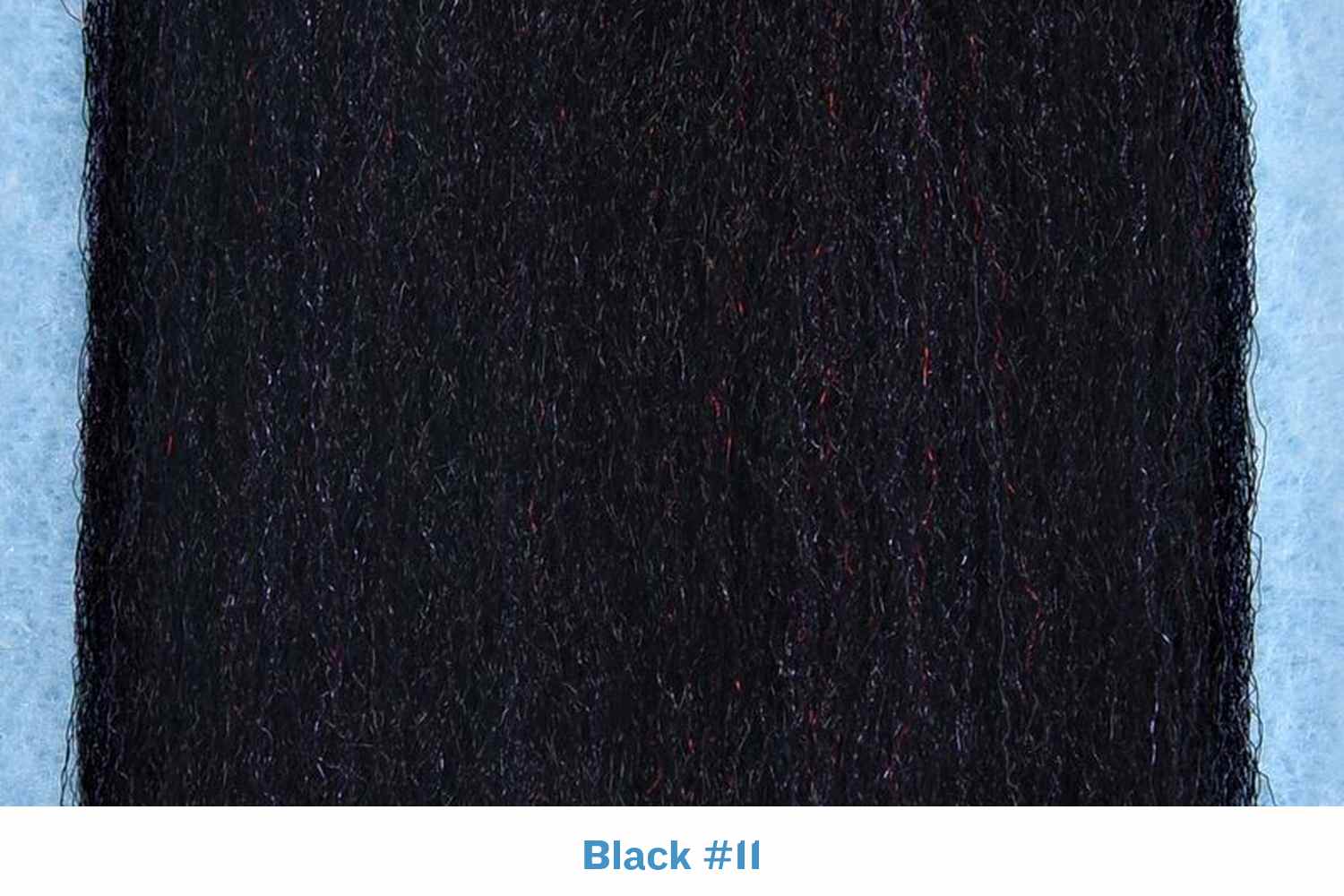 Black Enrico Puglisi 3D silky fibers, long fine synthetic fly tying strands with subtle red and purple flash