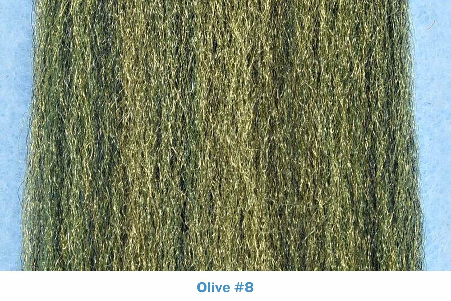 Olive green Enrico Puglisi 3D silky fibers, fine glossy synthetic fly tying strands with subtle dark mottling