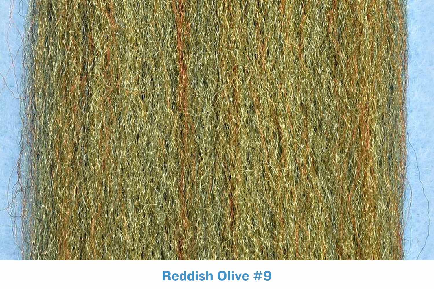 Enrico Puglisi 3D Silky Fibers Reddish Olive: fine silky fly-tying fibers, olive-green base with reddish-brown highlights