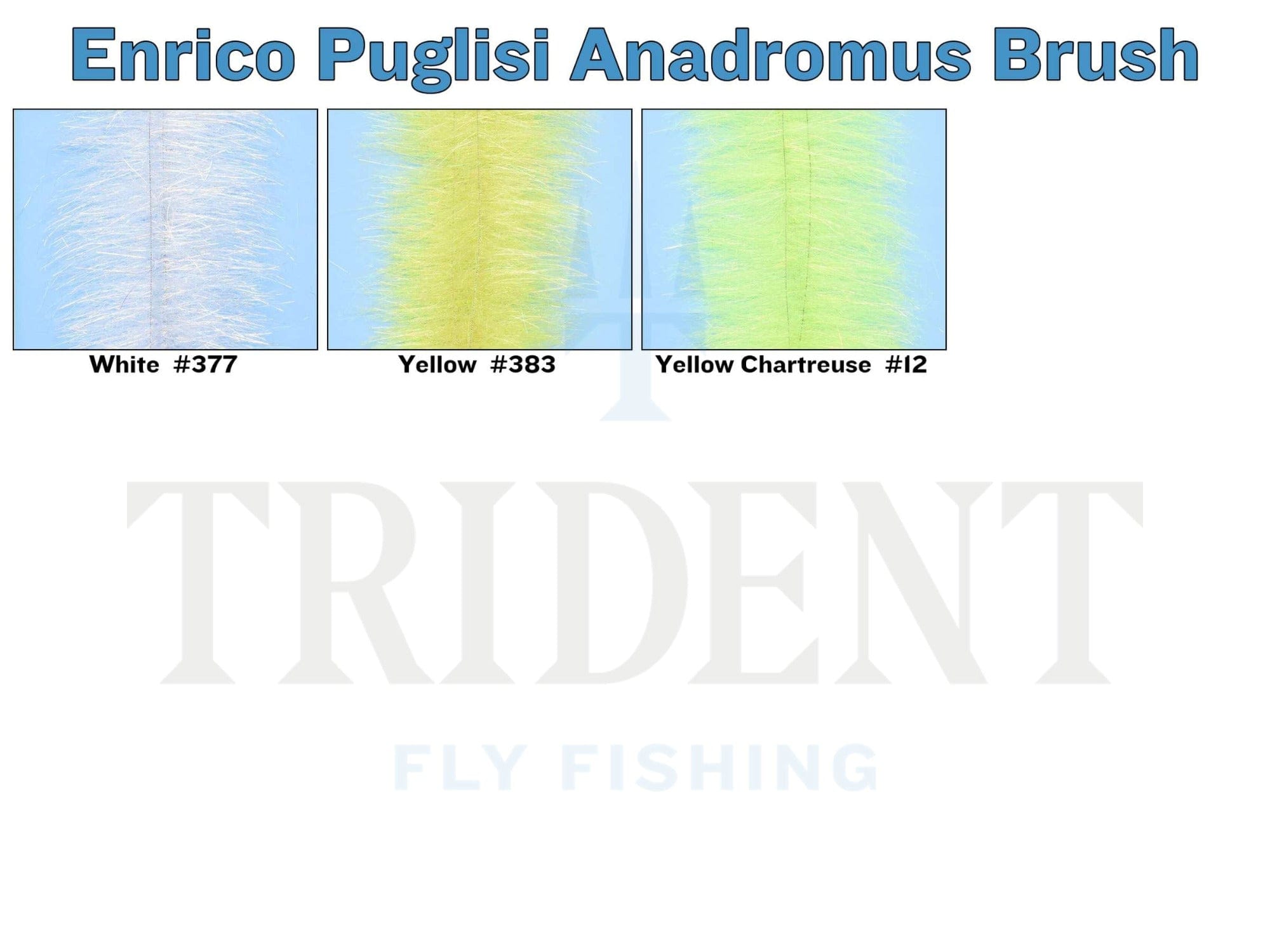 Enrico Puglisi Anadromus brush strips in white, yellow and yellow-chartreuse fluffy synthetic fibers for fly tying
