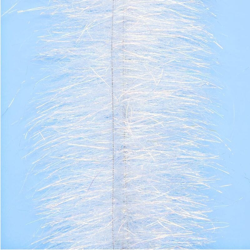 Enrico Puglisi Anadromus fly tying brush with white iridescent synthetic fibers and visible central core
