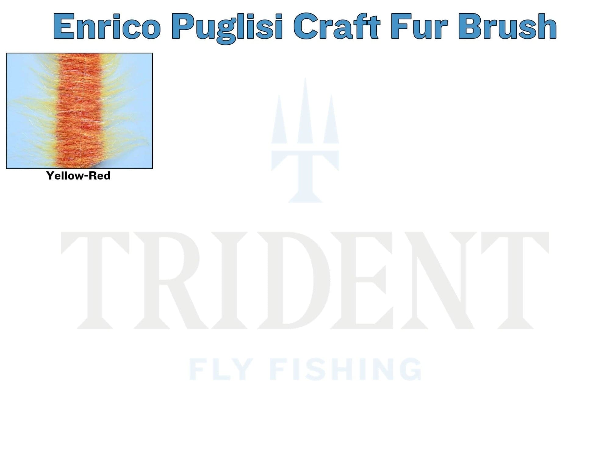 Enrico Puglisi craft fur brush in yellow-red, narrow synthetic fur strip with long wispy fibers for fly tying