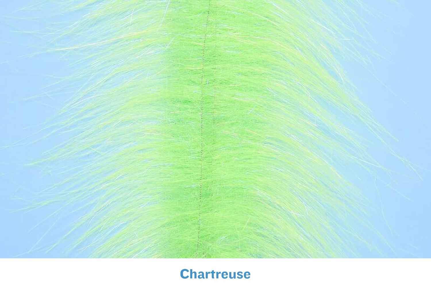Chartreuse synthetic craft fur strip with long wispy fibers and stitched center, Enrico Puglisi fly tying brush