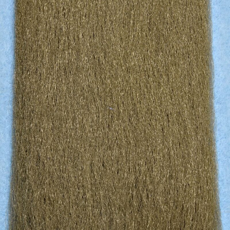 Olive brown synthetic EP fibers for fly tying with long shimmering, fine hair-like texture