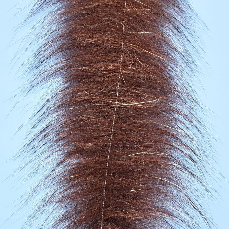 Enrico Puglisi Foxy Brush brown fox fur strip with gold flash fibers, long hairy streamer material for fly tying