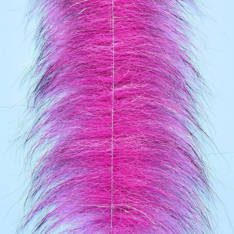 Enrico Puglisi Foxy Brush magenta fox fur strip with black-tipped hairs and silver flash for fly tying
