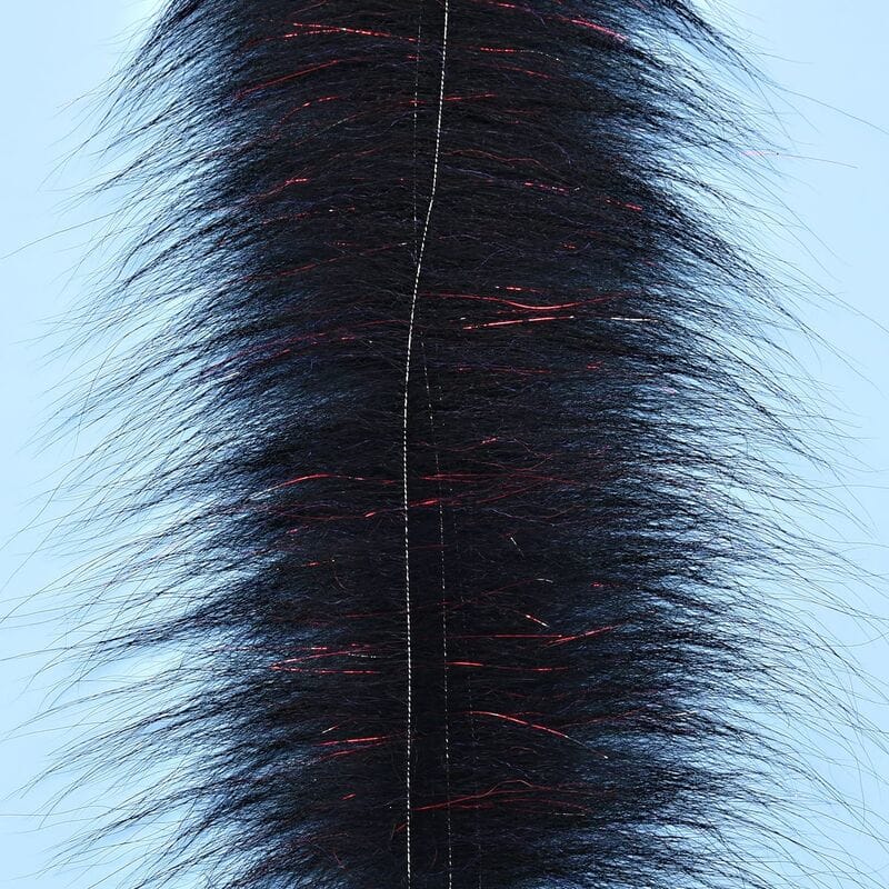 Black Enrico Puglisi Foxy Brush with red flash fibers and long synthetic fur for fly tying