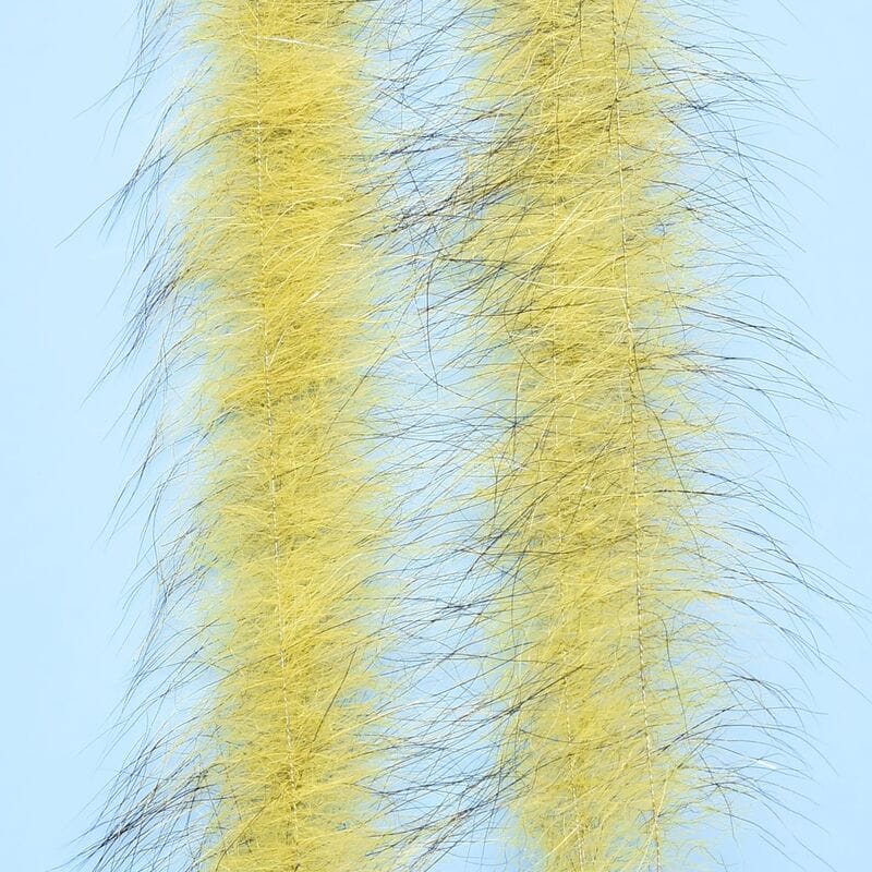 Enrico Puglisi Foxy Brush long chartreuse-yellow fox fur strips with dark guard hairs for fly tying
