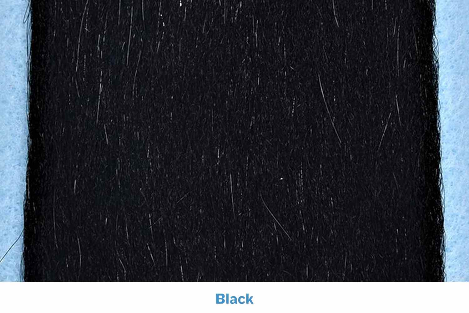 Black synthetic Sculpt-A-Fly fibers strip with fine glossy strands for fly tying by Enrico Puglisi