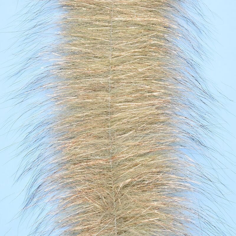 Enrico Puglisi Senyo Chromatic brush strip with dense olive-tan synthetic hairs and iridescent flash for fly tying