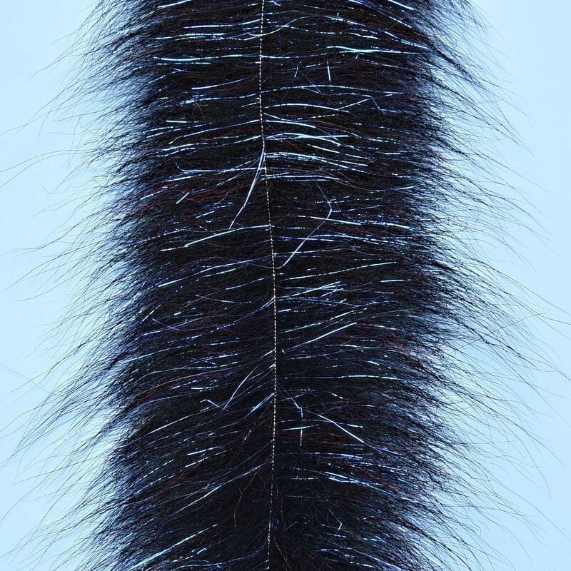 Enrico Puglisi Senyo chromatic brush, black synthetic fibers with blue iridescent flash strands for fly tying