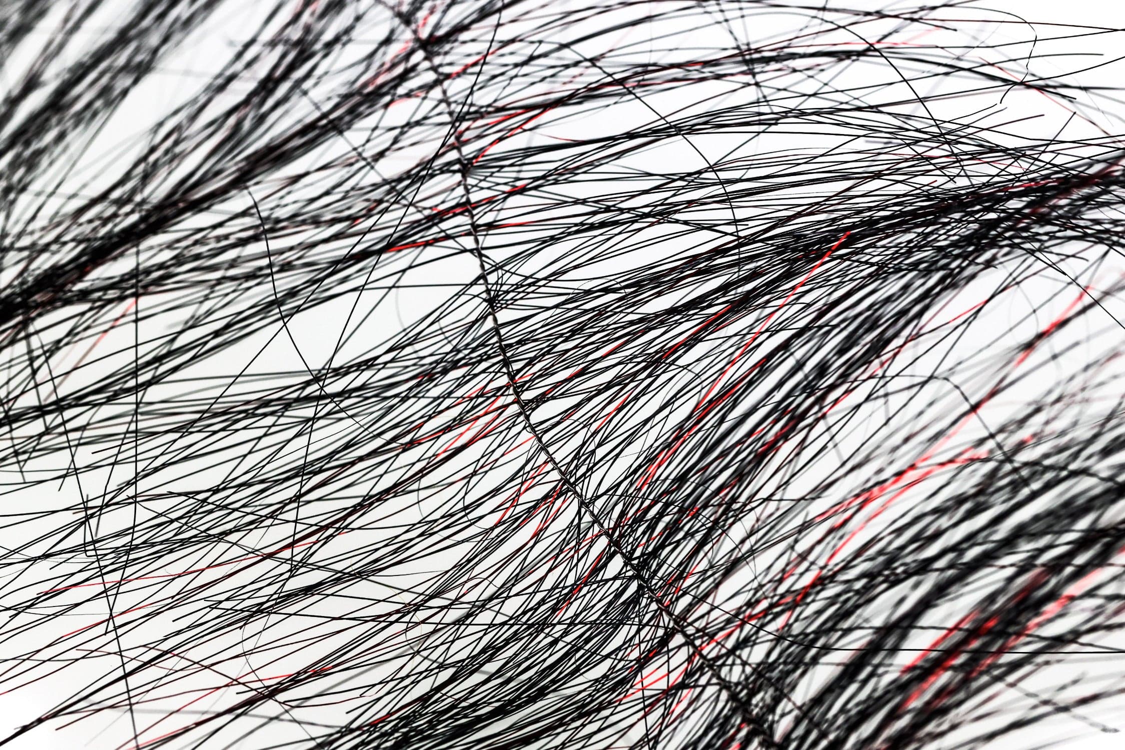 Enrico Puglisi Sparkle Brush black synthetic wispy fibers with thin red sparkle strands, fly tying material