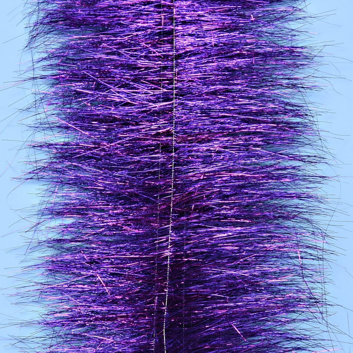Enrico Puglisi purple sparkle brush with dense metallic tinsel fibers around central core for fly tying