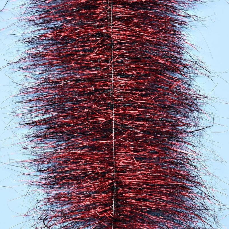 Enrico Puglisi Sparkle Brush with dense metallic red tinsel and black synthetic fibers for fly tying