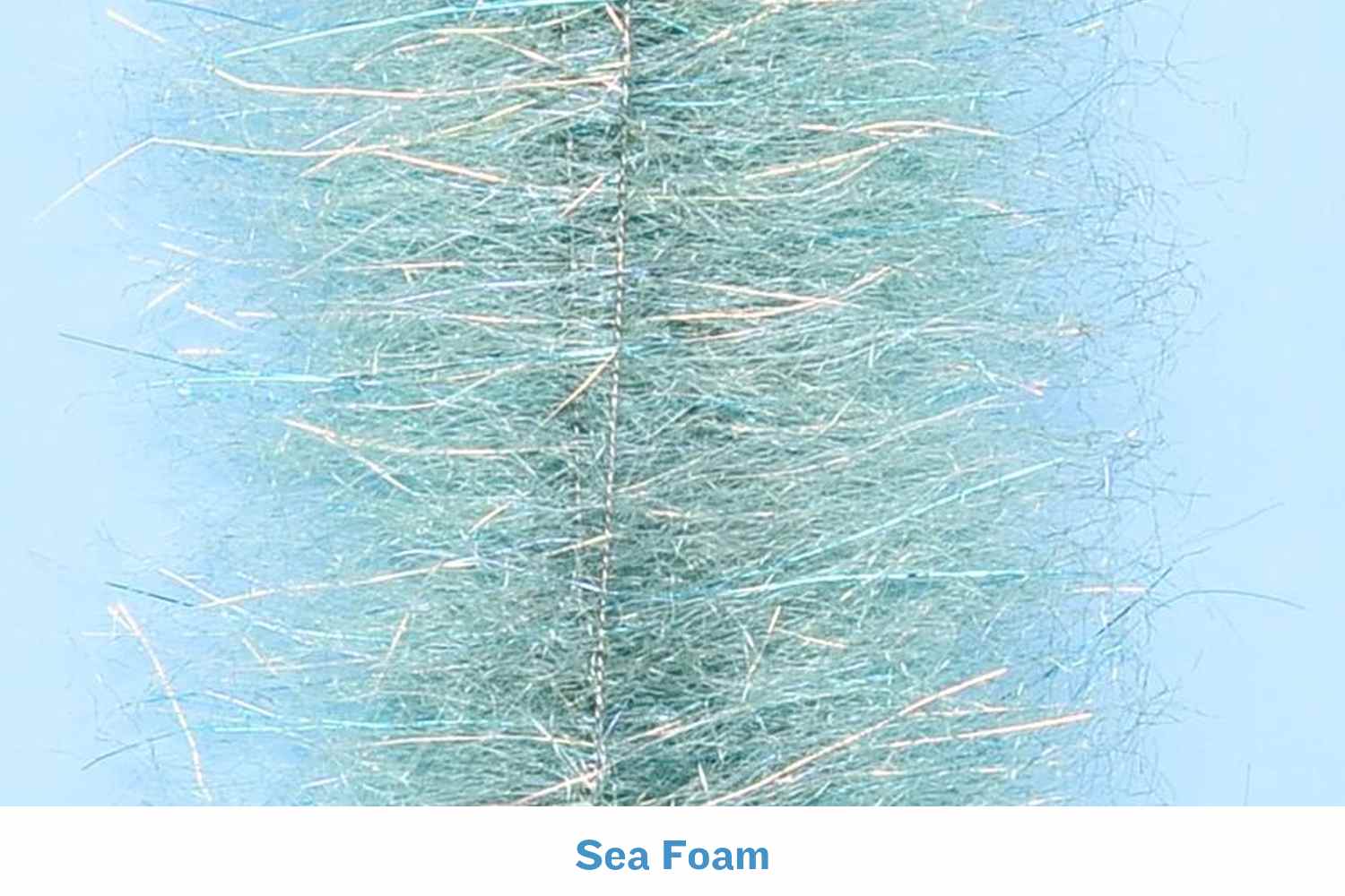 Seafoam green synthetic wide minnow head brush with iridescent fibers and dense hairy texture for fly tying