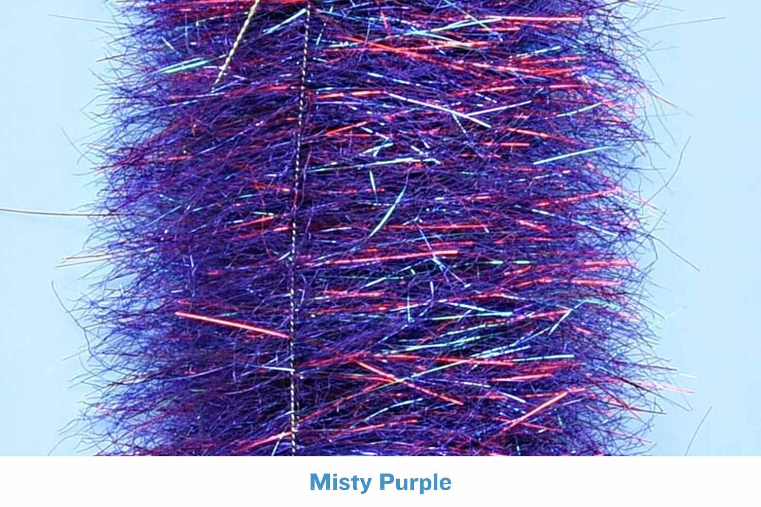 Misty purple wide UV minnow head brush for fly tying, dense synthetic fibers with red-blue iridescent flash