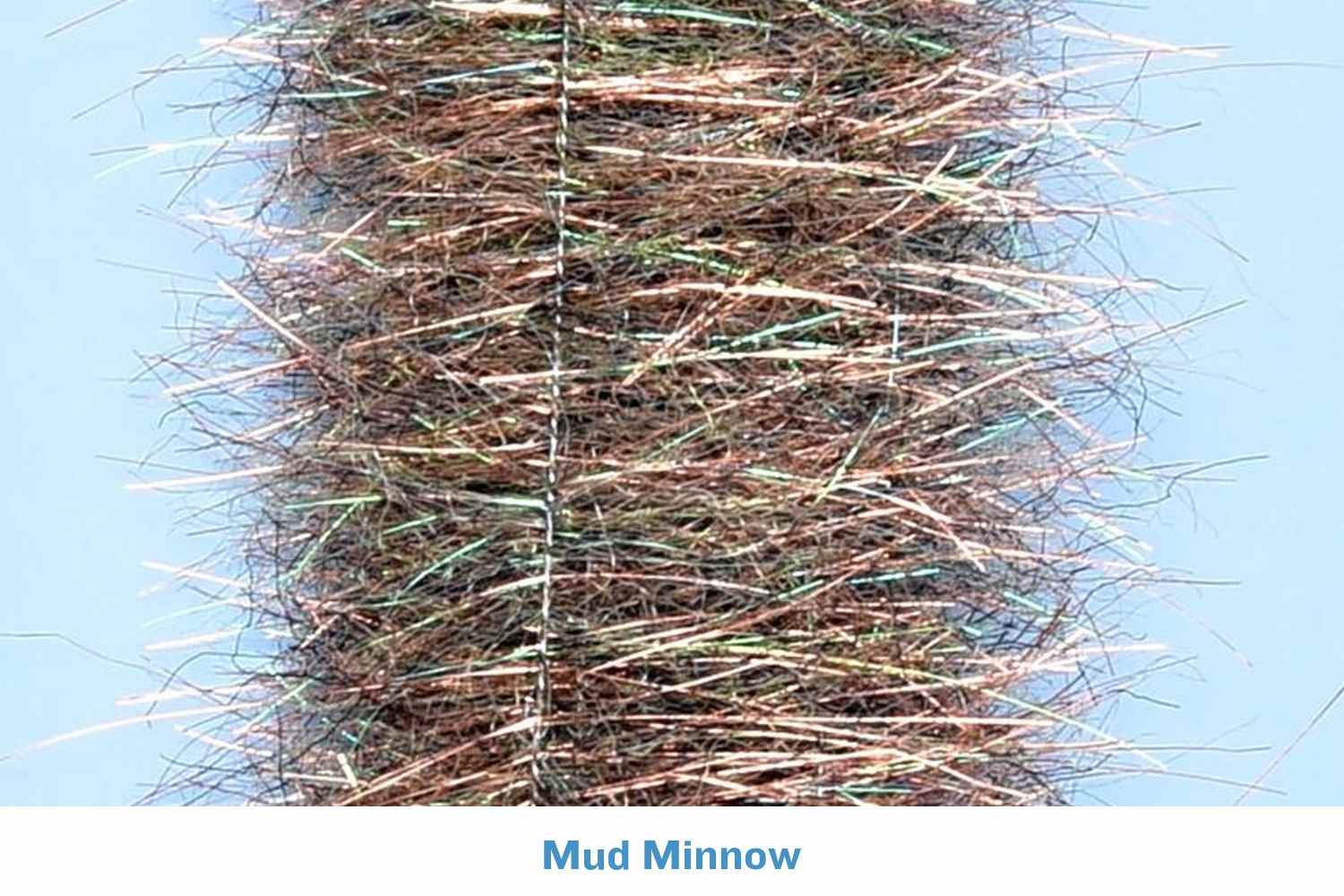 Enrico Puglisi Mud Minnow wide UV minnow head brush, dense brown and iridescent green synthetic fibers for fly tying