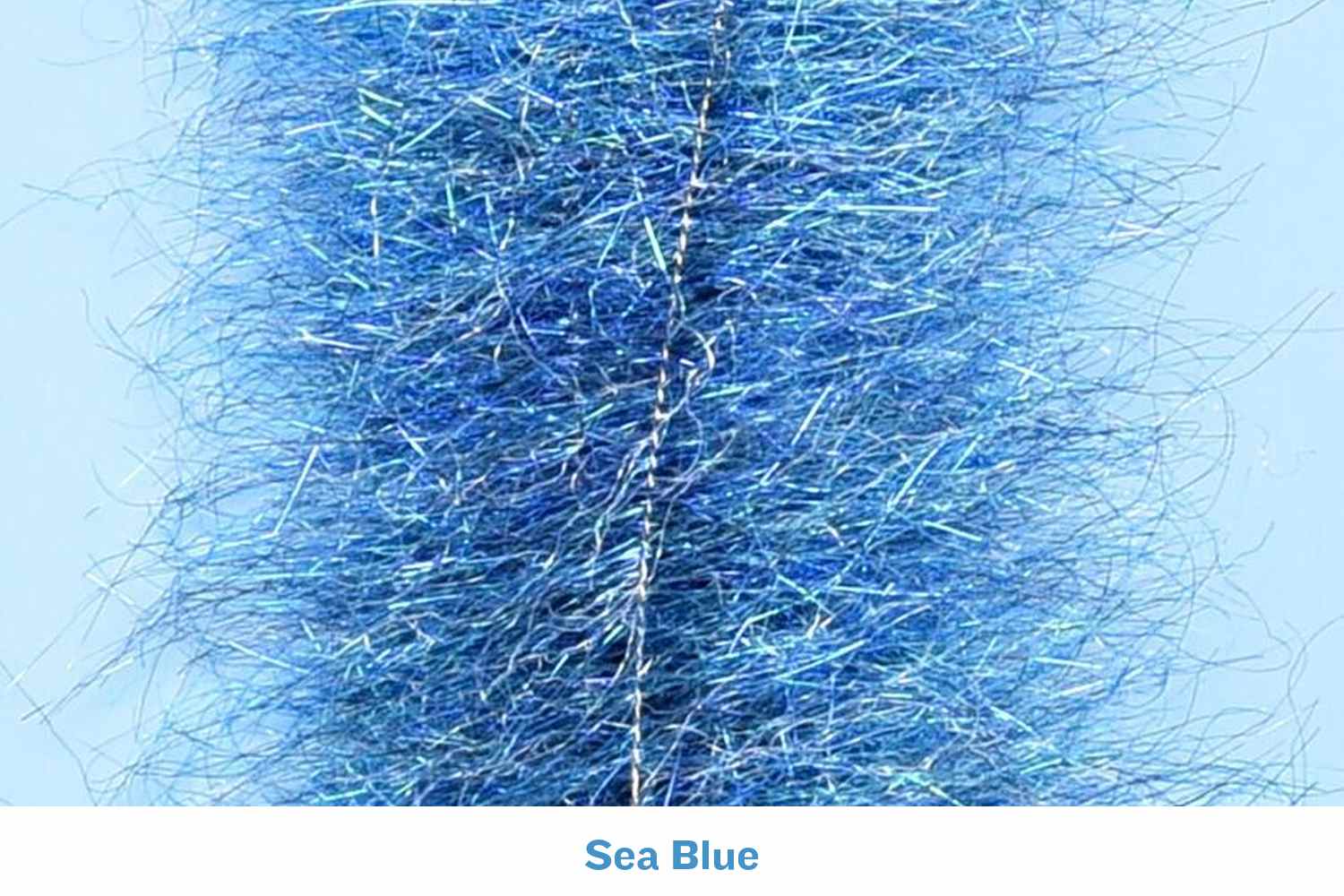 Sea blue synthetic minnow head brush with iridescent UV flash fibers, wide style for fly tying