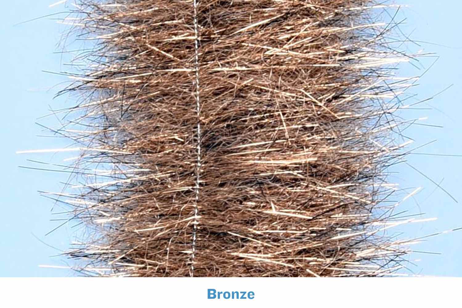 Bronze synthetic bristles on twisted wire core, wide minnow head brush for fly tying with UV flash fibers