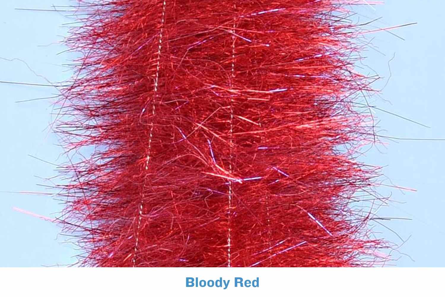 Bloody red wide UV minnow head brush with dense synthetic hairs and iridescent tinsel flash for fly tying