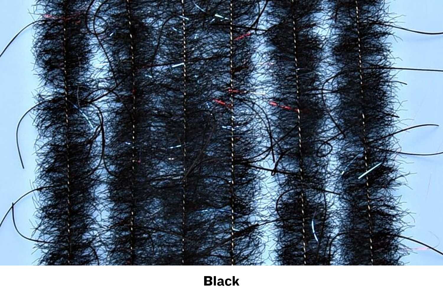 Enrico Puglisi Woolly Critter Brush black fuzzy synthetic fibers on wire core with subtle flash strands for fly tying
