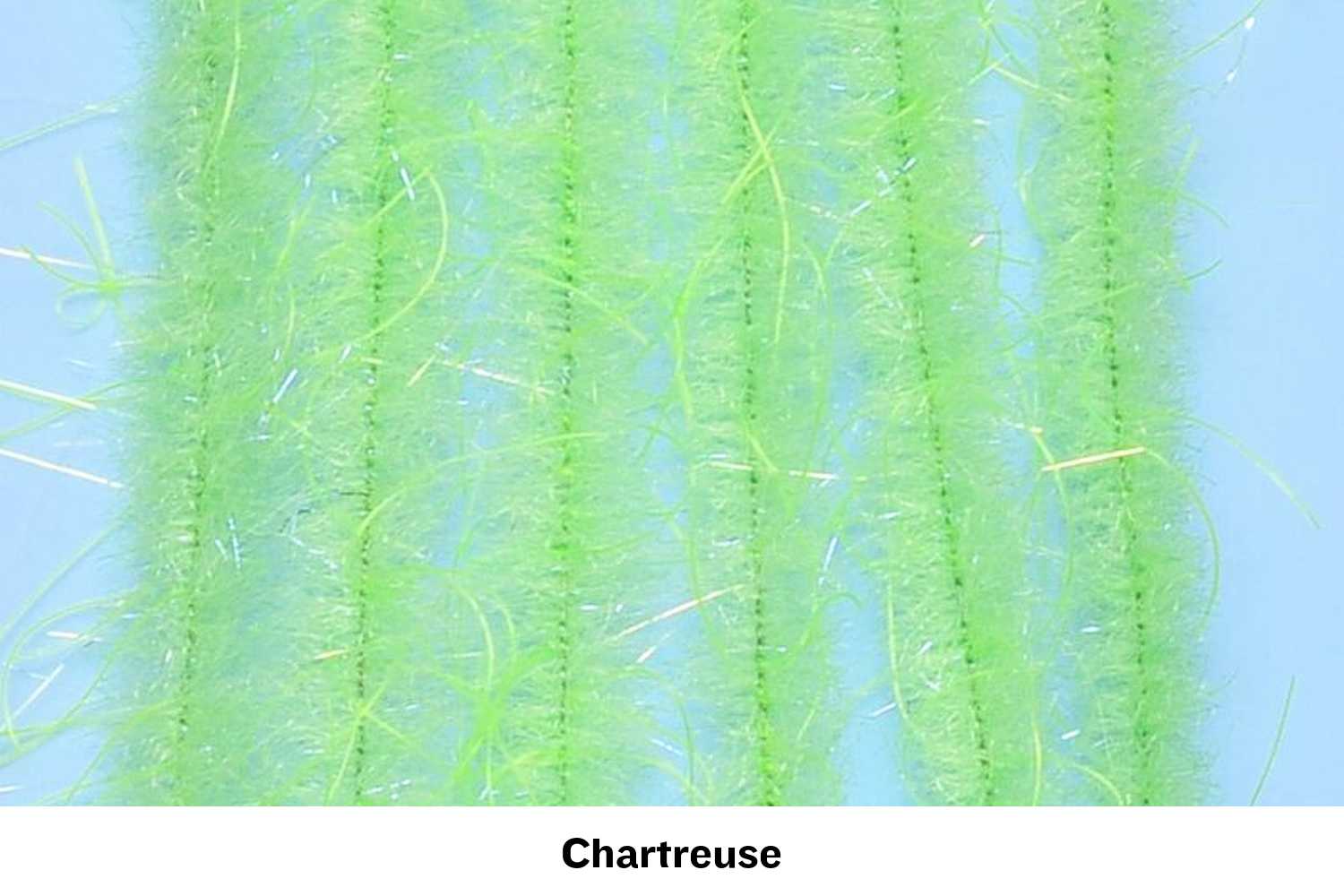 Chartreuse Enrico Puglisi Woolly Critter Brush strands with fuzzy synthetic fibers and subtle flash for fly tying