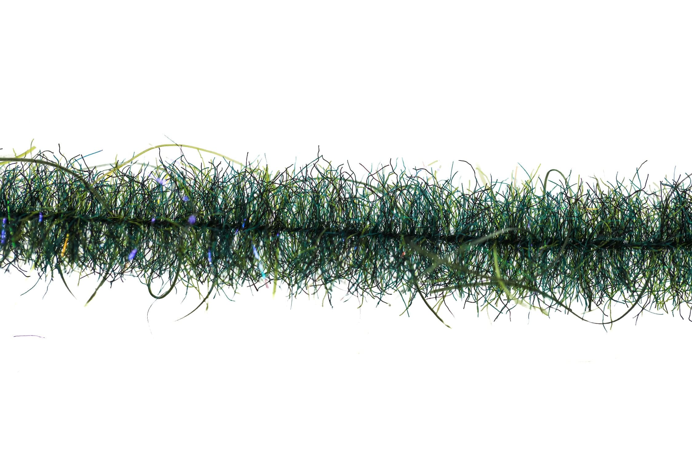 Teal and olive synthetic Woolly Critter Brush with dense fuzzy fibers and blue iridescent flashes for fly tying