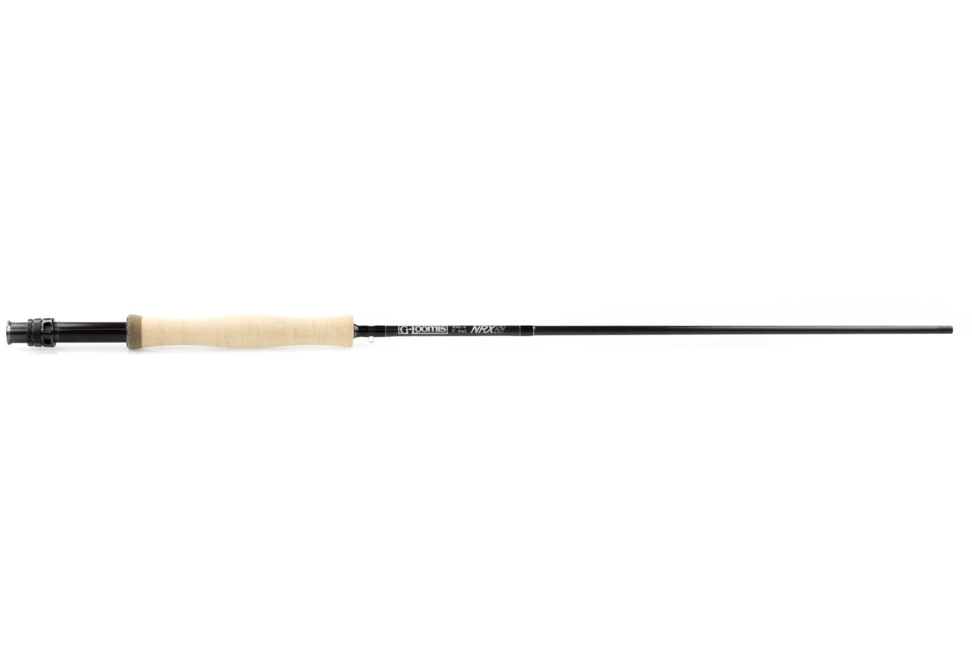 G. Loomis NRX+ freshwater fly rod with natural cork handle, black carbon blank and reel seat