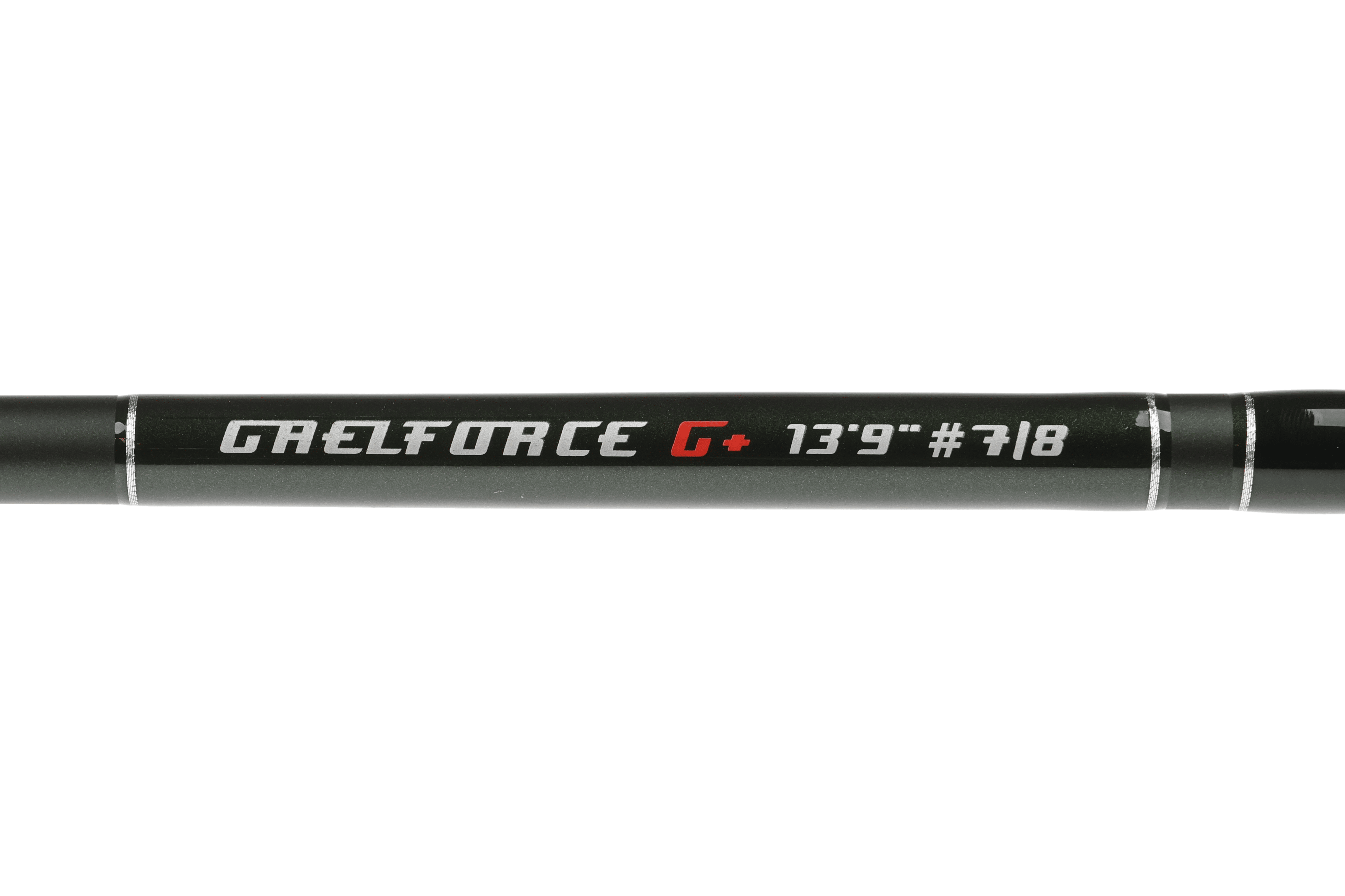Black Gaelforce G+ graphene spey rod section with red G+ logo and white 13ft9in #7/8 marking