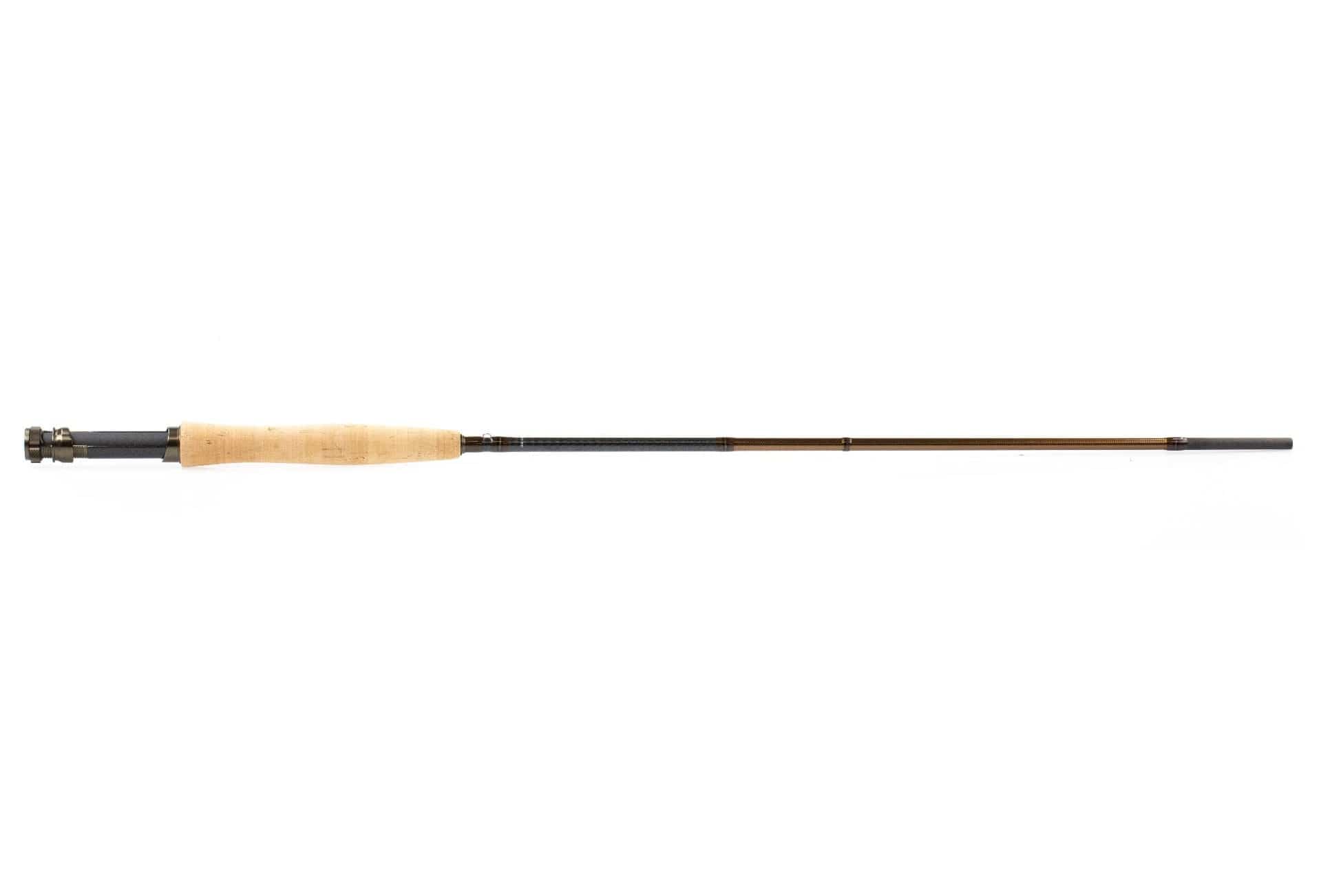 Hardy Ultralite LL fly rod with natural cork handle, dark metal reel seat and slender bronze-brown graphite blank