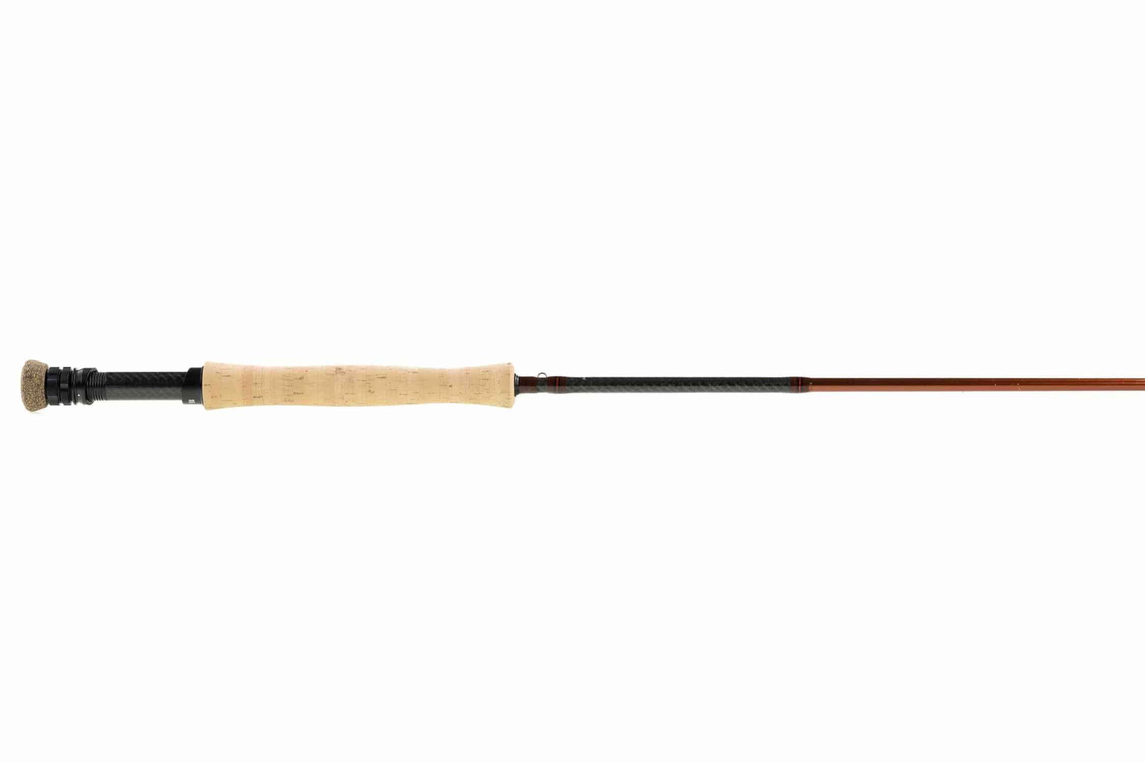 Hardy Ultralite X fly rod with natural cork handle, black reel seat and slender brown graphite blank