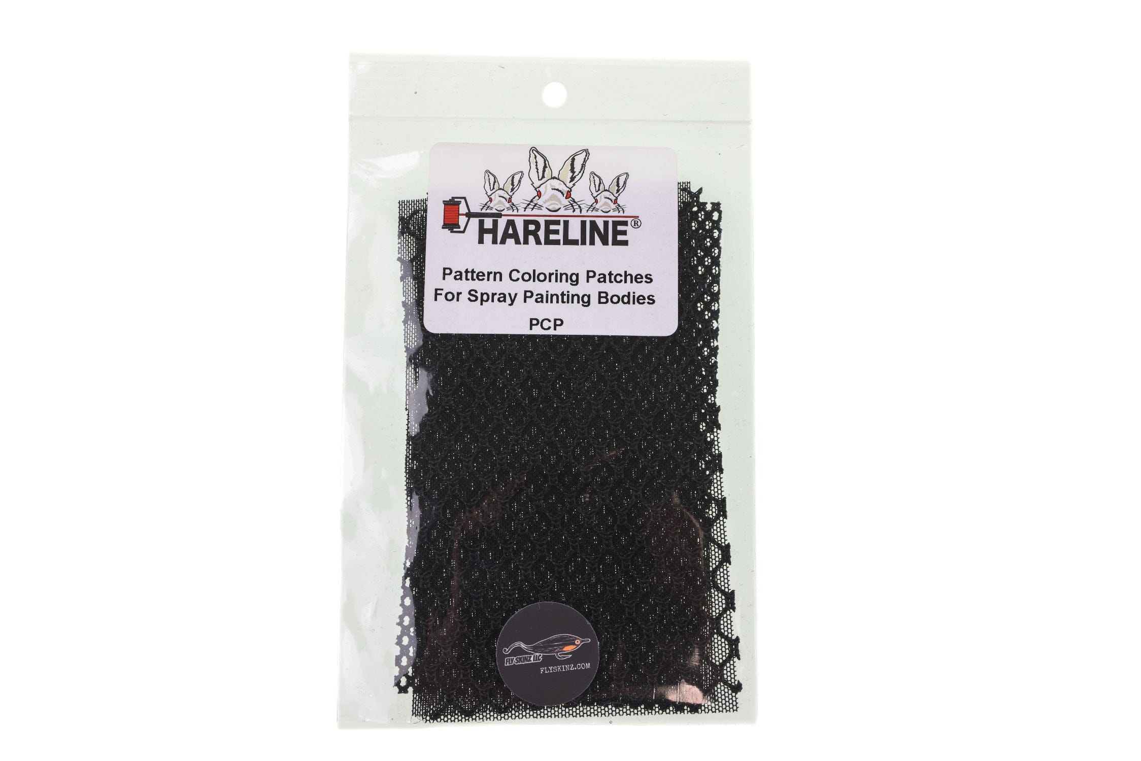 Hareline pattern coloring patches, black lace mesh stencil in clear plastic pouch for spray painting
