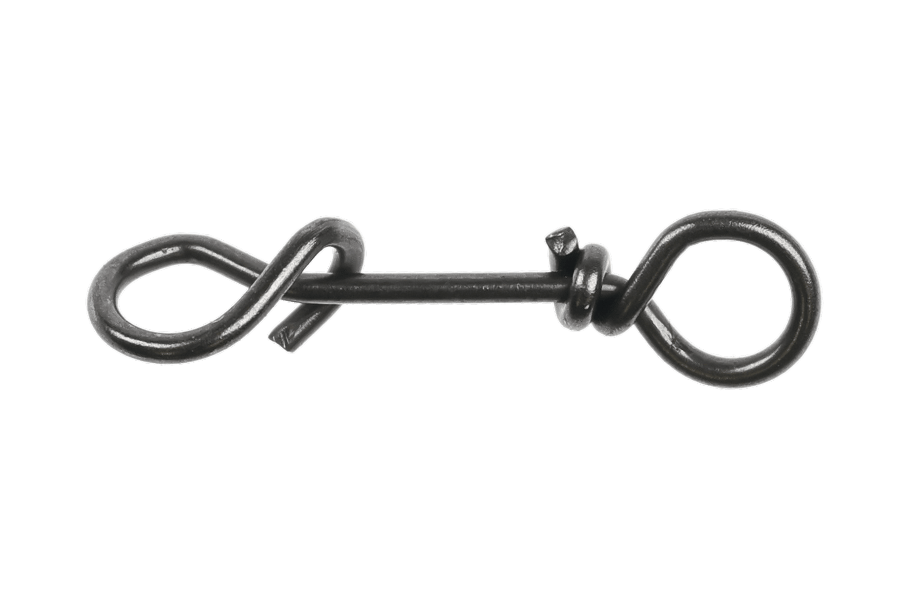 Ahrex Fastach clip in black gunmetal steel, twisted wire with looped ends and small latch for fly tying