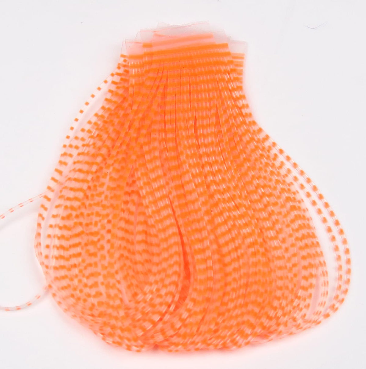 Bright orange barred synthetic crusher legs with translucent strips and fine banded pattern for fly tying