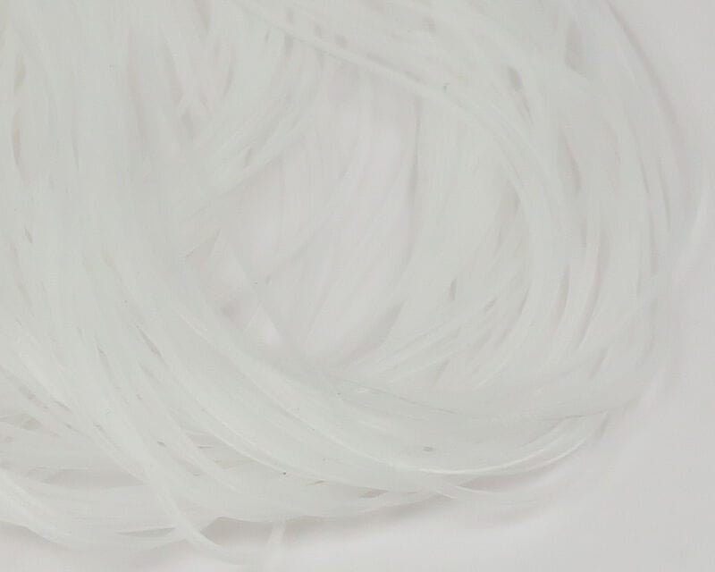 Translucent white synthetic crusher legs, thin flat coiled strands for fly tying